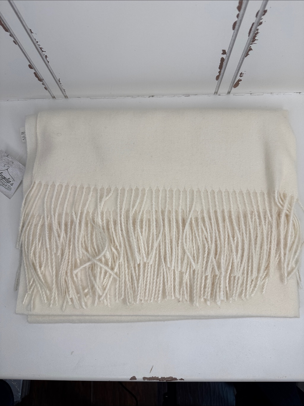 Cream Fringe Scarf